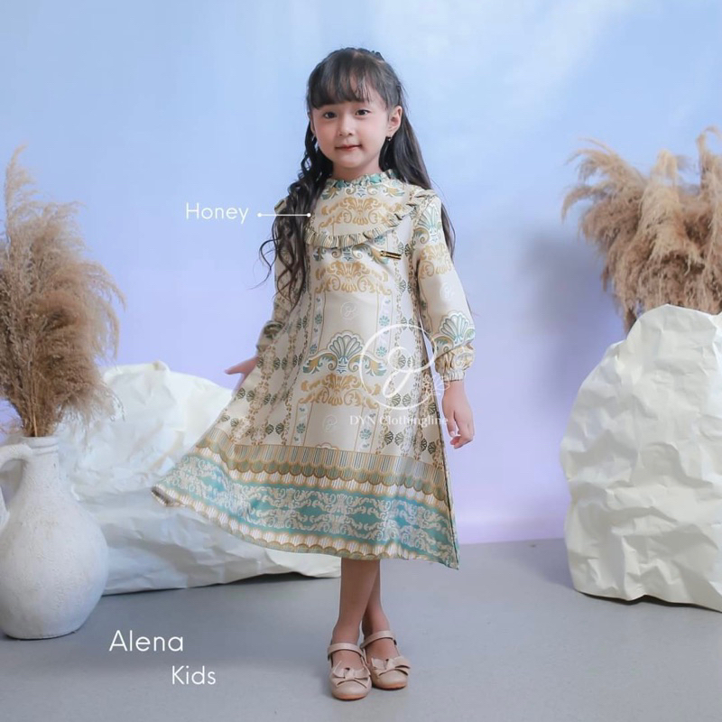 DYN Clothingline Ansel Koko &  Ansela Dress | Family Set | Fashion Muslim | Baju Muslim Couple | Sarimbit Keluarga-Cream Dress Kids