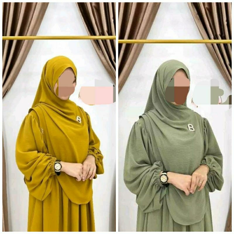 Gamis Syar'i Azizah Baju wanita Terbaru Warna ijo sage