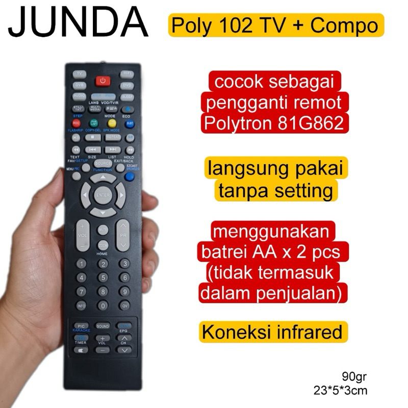 REMOTE TV LED POLYTRON 81G862 JUNDA POLY 102 MULTI UNIVERSAL