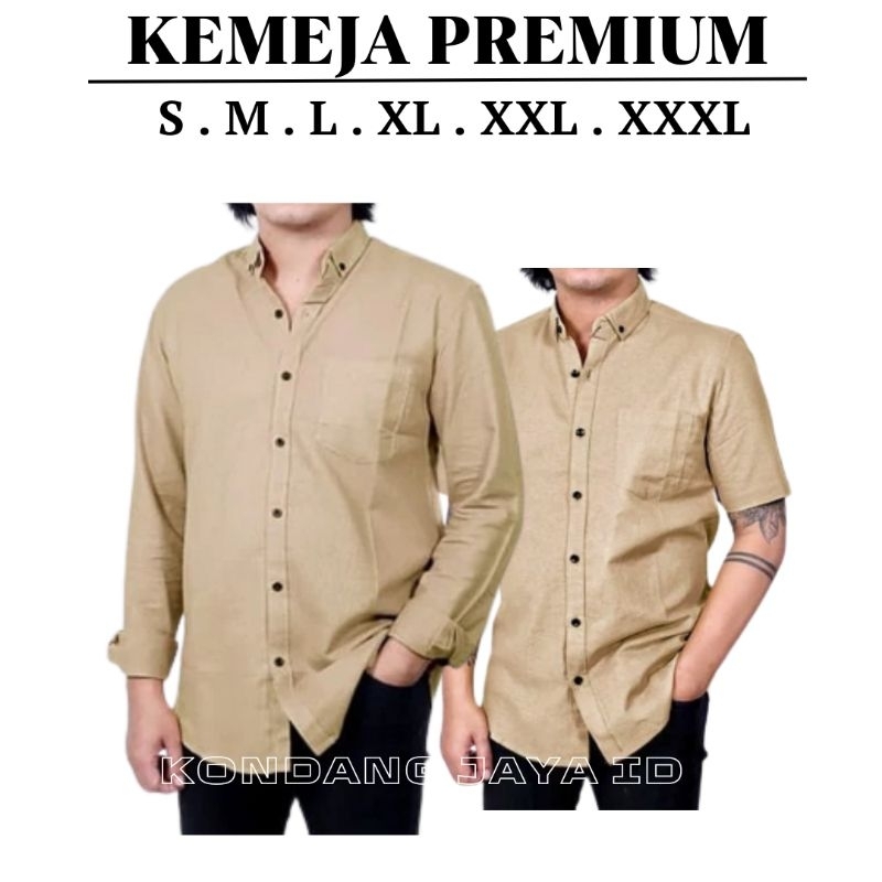 Kemeja Polos Pria Coksu Coklat Susu Lengan Panjang Pendek Hem Cowok Kain Katun slimfit Berkualitas