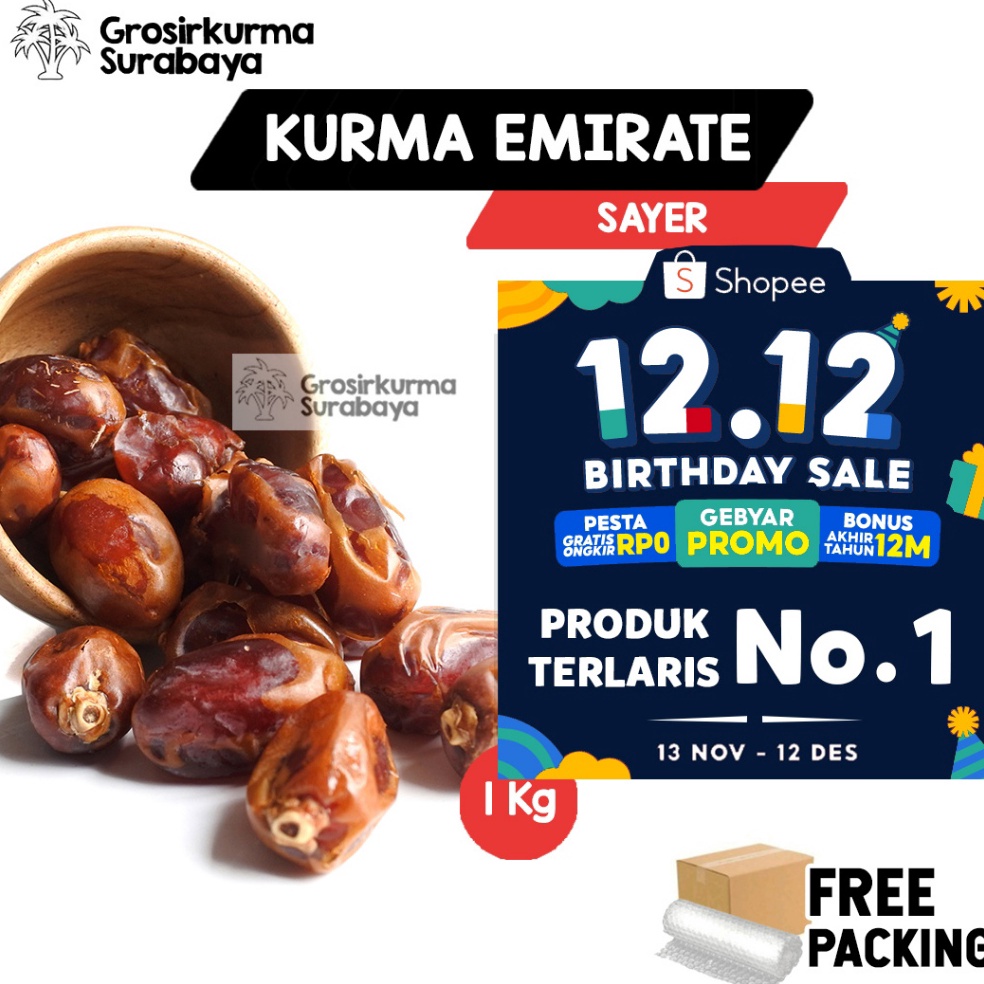 

Cuci gudang Kurma Gold Emirate Sayer 1KG Asli Arab Saudi Premium BPOM Untuk Nabeez Buka Puasa Basah Madu Enak