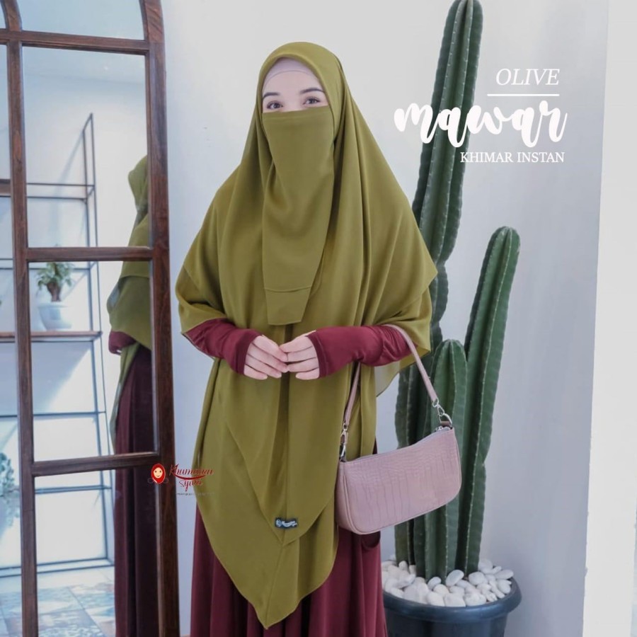 Khimar Instan Mawar 2 layer Free Cadar Tali 2 layer / French khimar instan (Free cadar/bonus cadar)