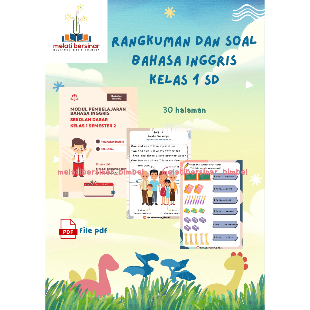 Rangkuman dan Kumpulan Soal Printable Bahasa Inggris Kelas 1 SD/MI Semester 2