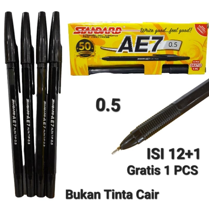 

Pulpen Standard AE7 0.5 Hitam ISI 13 PCS Pen Standar AE7