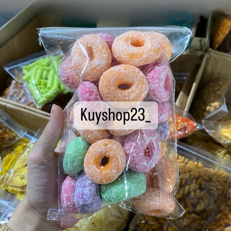 

Kue Donat Warna | Donat Kering Manis | Getas Pelangi | Donat Gabus