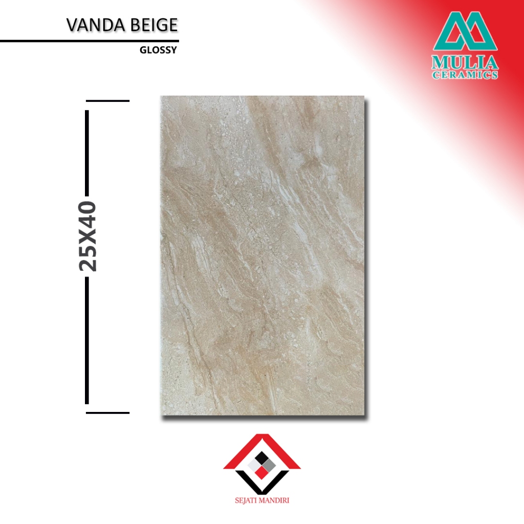 keramik dinding 25x40 - motif marmer - mulia vanda beige