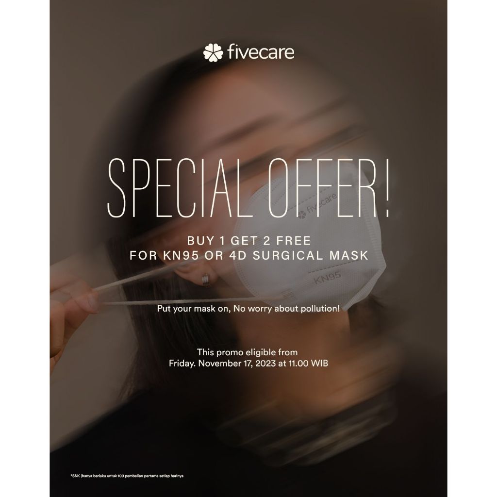 Masker Medis fivecare 4D Surgical - 4Ply Filter (4 Lapis) - Warna Hijau Mint