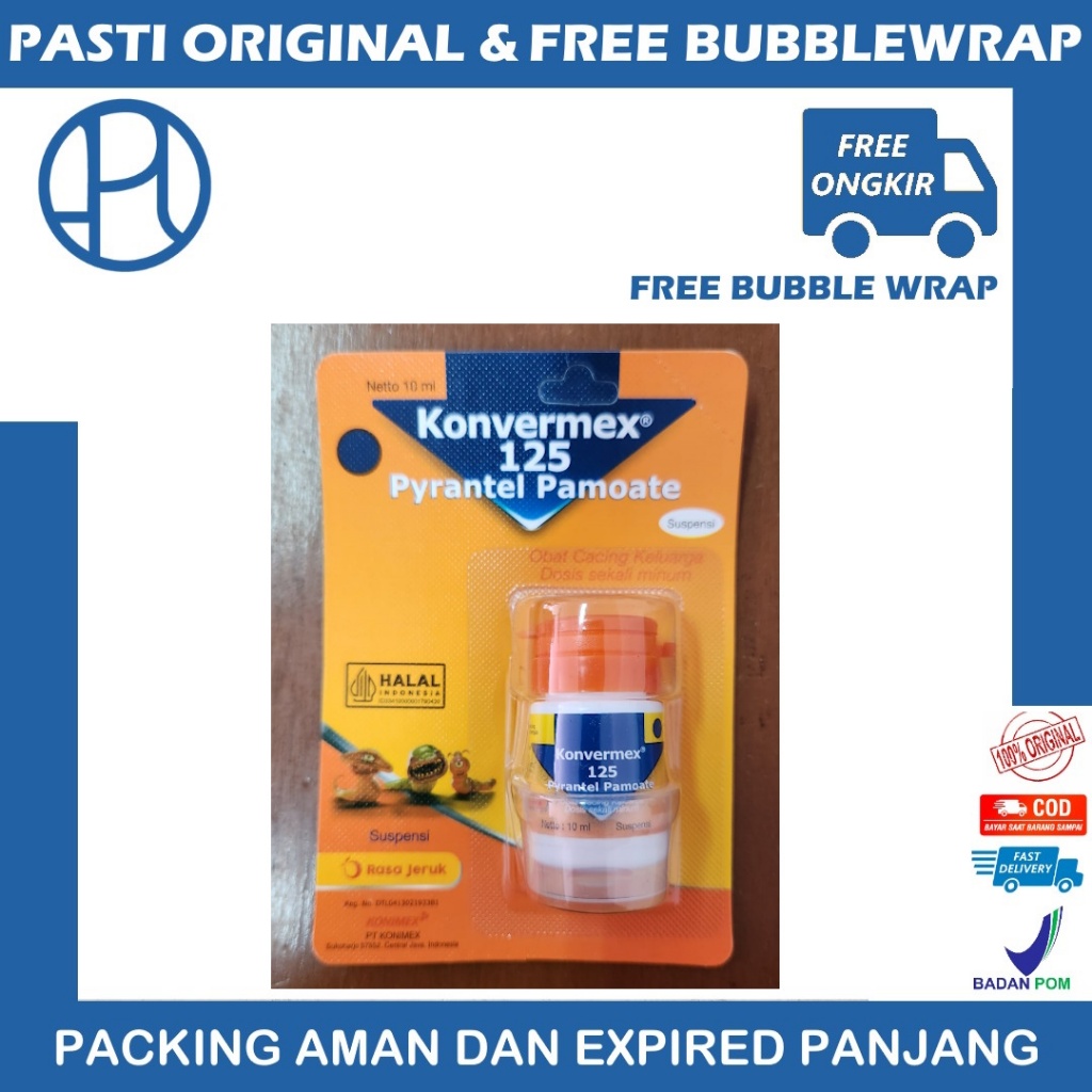 KONVERMEX 125 SIRUP 10ML RASA JERUK OBAT CACING KREMI pita CACINGAN pirantel pamoat pyrantel pamoate