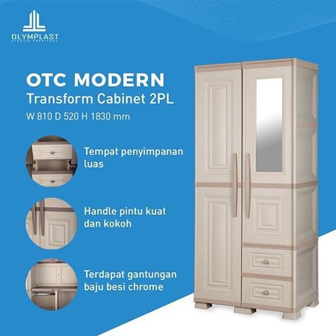 LEMARI PAKAIAN PLASTIK OLYMPLAST OTC 2 PINTU MODERN
