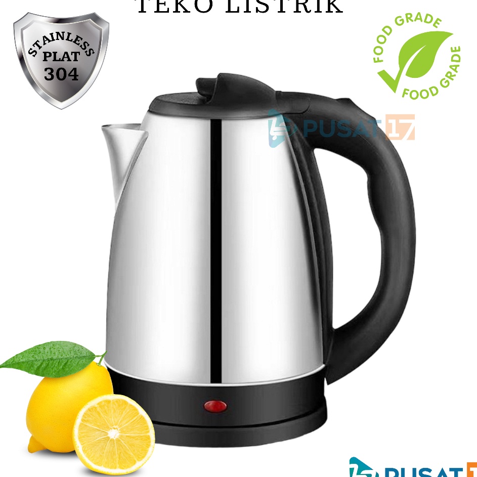 PUSAT17 TEKO LISTRIK 2 LITER STAINLESS STEEL 4WATT  KETTLE LISTRIK PEMANAS AIR ELECTRIC OTOMATIS KET