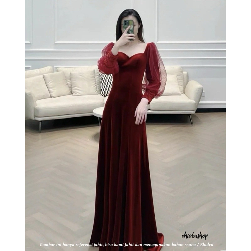 Chiobushop - Eleganza Chic Long Dress Bludru  Party Bridesmaid Kondangan Pesta | Korean style | Dres
