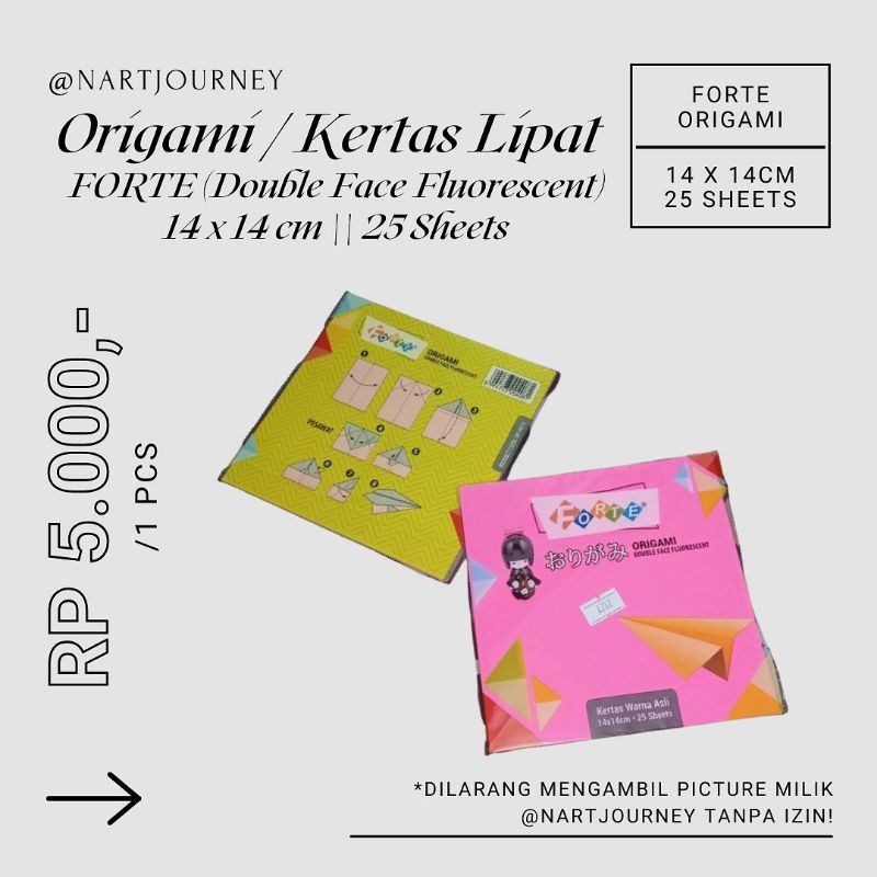 

[READY STOCK] Origami / Kertas Lipat Forte 14×14 cm, 16×16cm, 20×20cm | 25 sheets