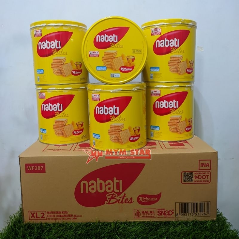 (1 DUS) Nabati Bites Wafer Richeese Kaleng 6×287g