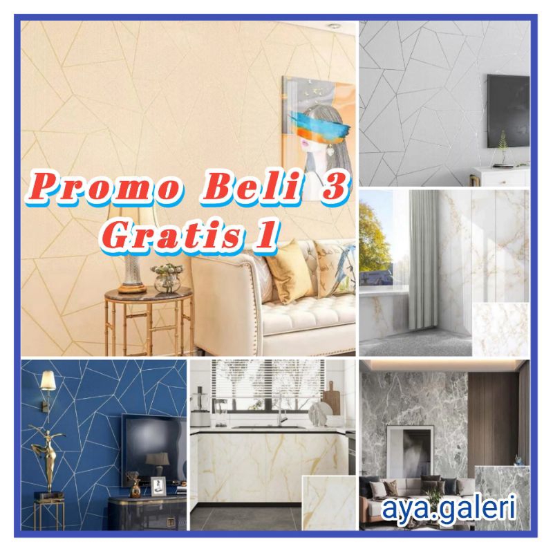 COD Walpeper dinding kamar ruang tamu motif marmer lengkap / putih / hitam / cream / grey / walpaper