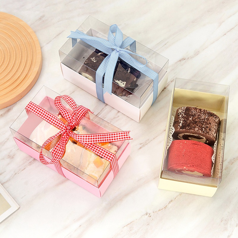 Box Premium Transparan Mika Cake Roll Cromboloni / Korean Box Kue Bolu Gulung Cake Mika Transparan
