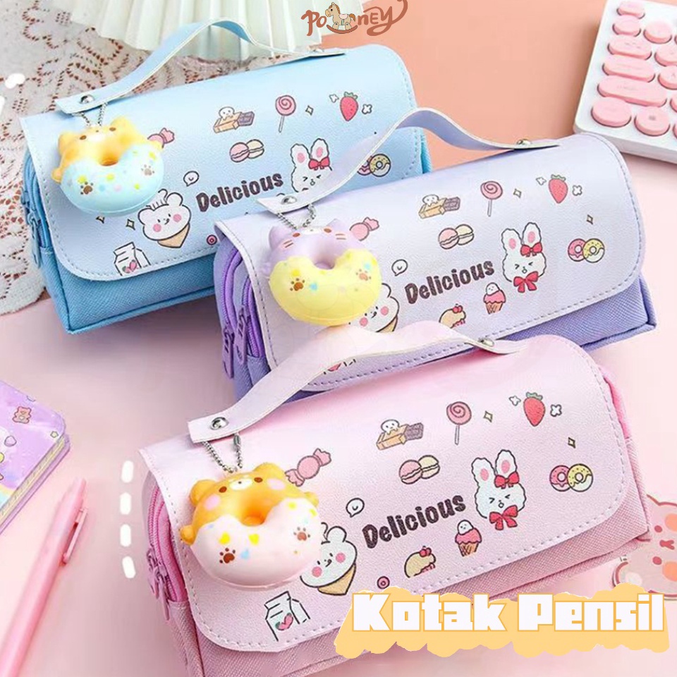 

VIRAL Poney Kotak pensil anak perempuan dekompresi lembut Tempat pensil anak berkapasitas besar Squishy pencil case anti air