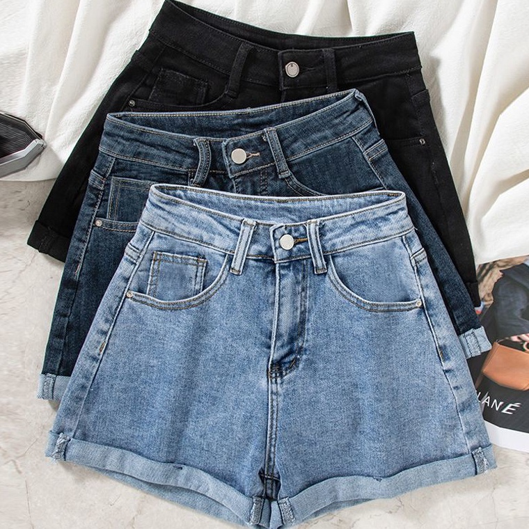 PROMO ALE Celana jeans high waist wanita stretch kulot jeans korea hotpants cewek jeans celana pende