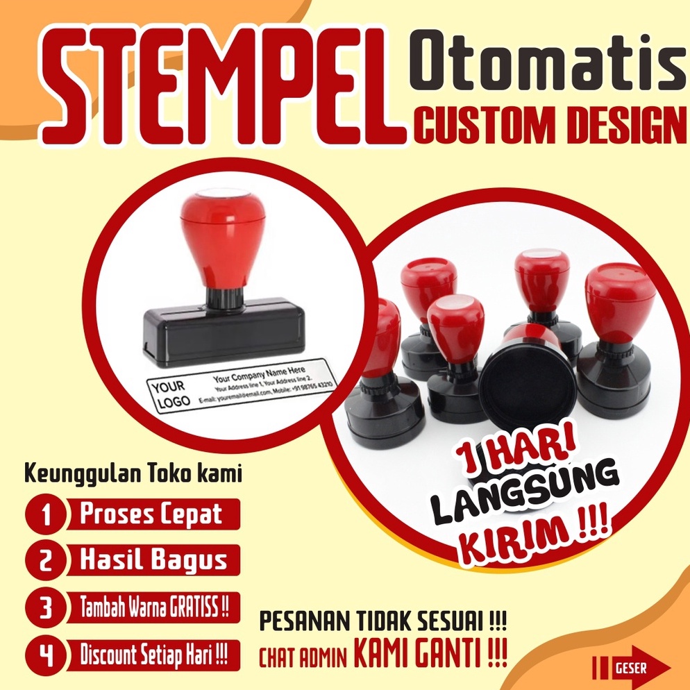 

TERBARU Stempel stempel otomatis desain custom free tambah warna