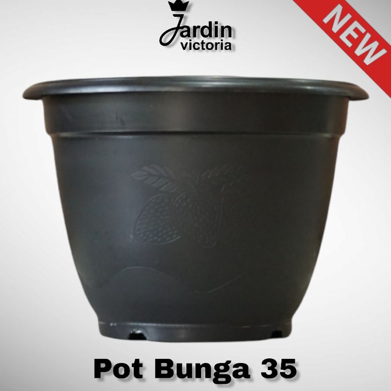 GROSIR  Pot Bunga Hitam 35 Strawberry  Pot Tanaman Besar Plastik Murah Kuat Awet