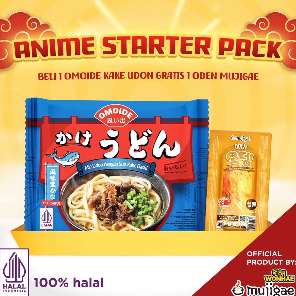 BEST SELLER Bundle MUJIGAE Anime Starter Pack  Udon  Mie Instan Kuah Rebus  Makanan Jepang Halal Instan  Mie Udon Halal  Odeng  Eomuk  Fish Cake  Makanan Cemilan Korea Instan Halal