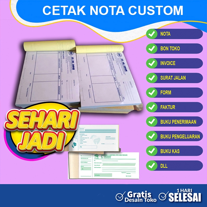 Cetak Nota Custom / Bon / Kwitansi Murah Full Warna