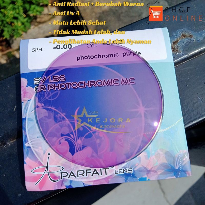 LENSA PHOTOCROMIC PURPLE/UNGU (NORMAL/MINUS/CYLINDER) ANTI RADIASI
