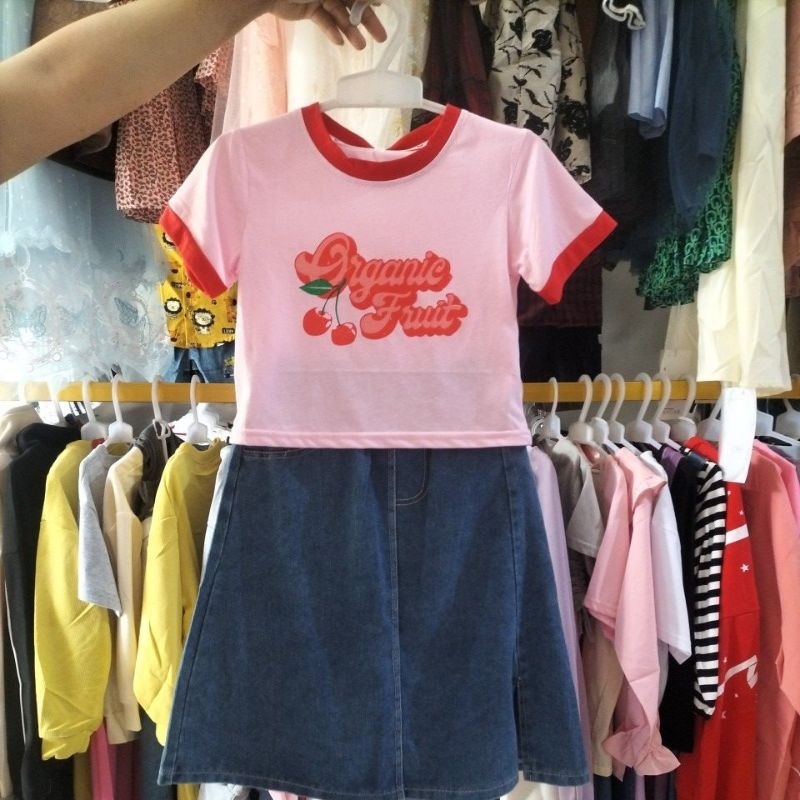 SetJeansRokCropTopAnakPerempuan