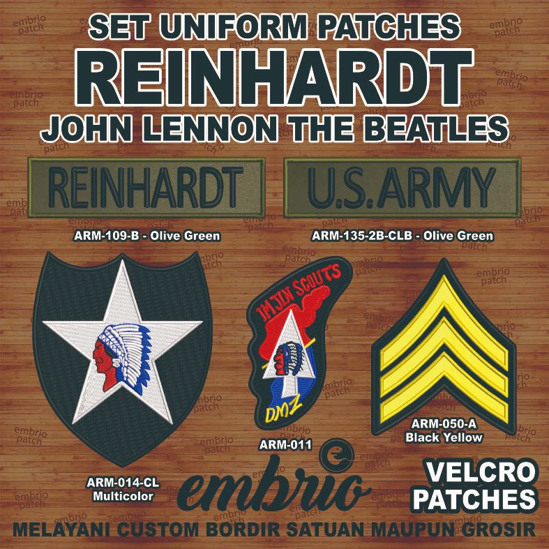 Velcro patches John Lennon REINHARDT us army military service jacket the beatles - Embrio Patch Embr
