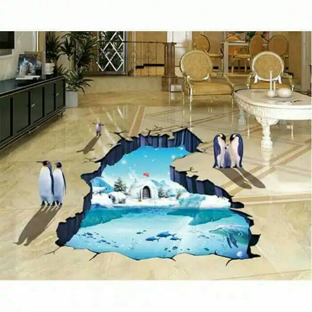 WALL STIKER PINGUIN STIKER 3D WALL STICKER LANTAI MOTIF PINGUIN