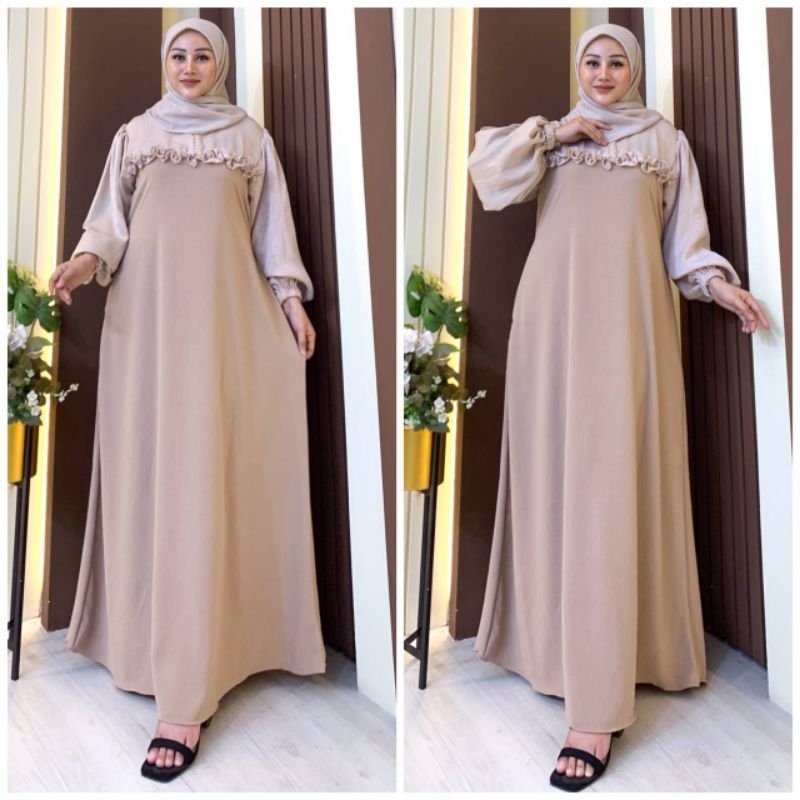 Gamis laudy rempel gamis kombinasi terbaru gamis shimer polos gamis lebaran kekinian gamis muslimah