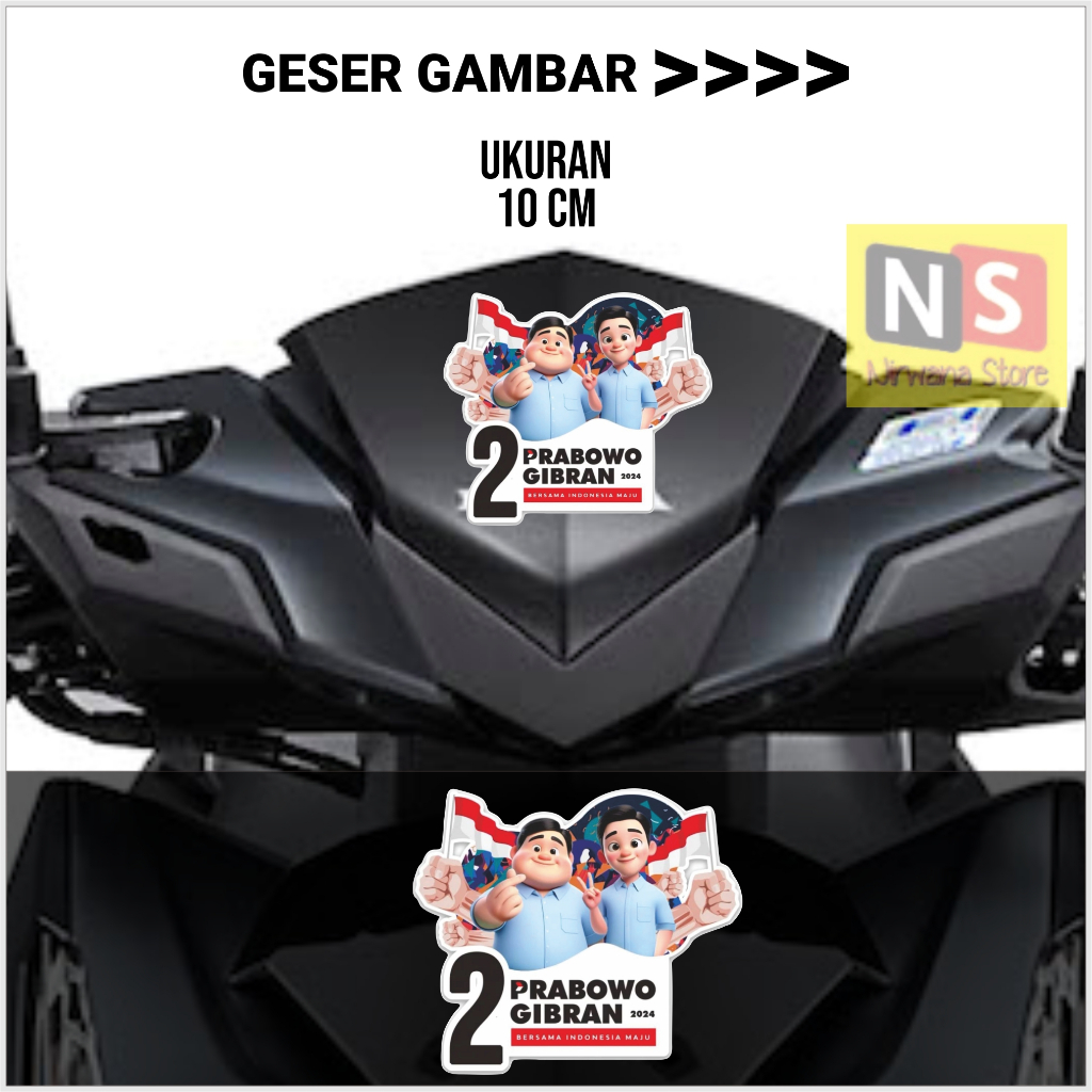 Stiker Prabowo Gibran Gemoy 2024 - Stiker Motor Kaca Mobil