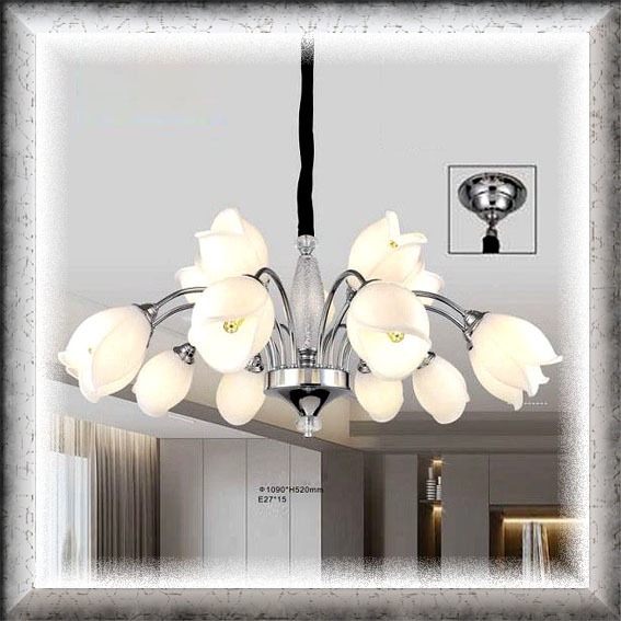 lampu hias gantung cabang kaca bunga kembang minimalis elegan modern classic flower glass light livi
