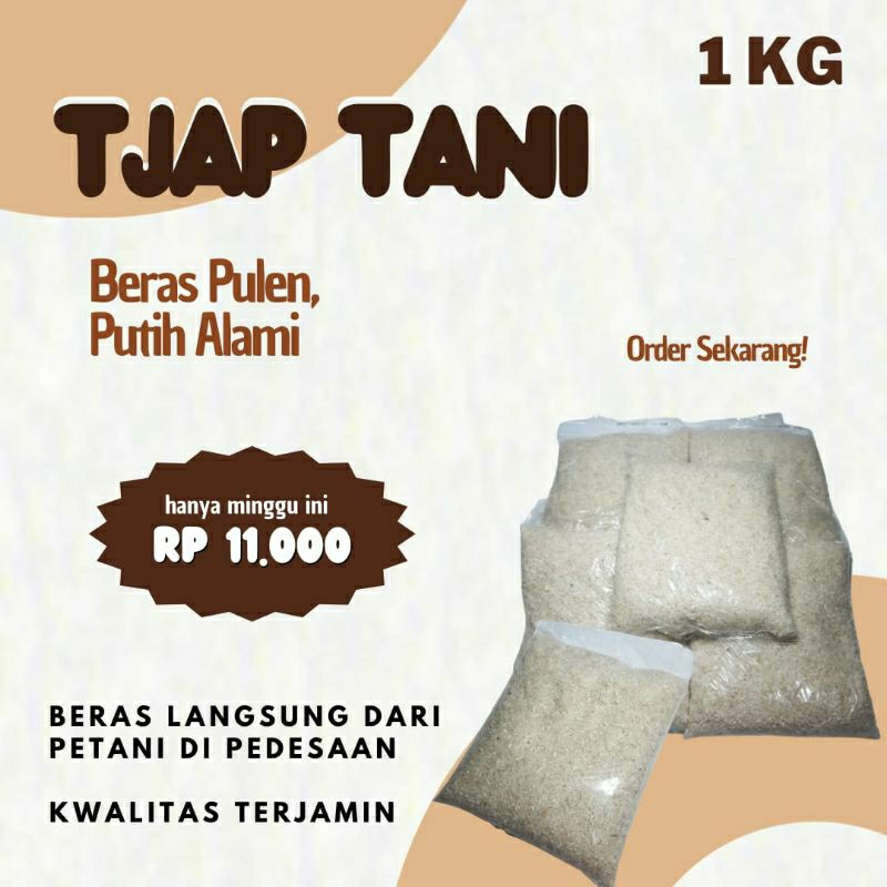 

BERAS TJAP TANI (ASLI DESO) BERAS PUTIH BERAS PULEN BERAS ORGANIK BERAS DESA BERAS TANI ASLI BERAS PANEN PETANI ASLI