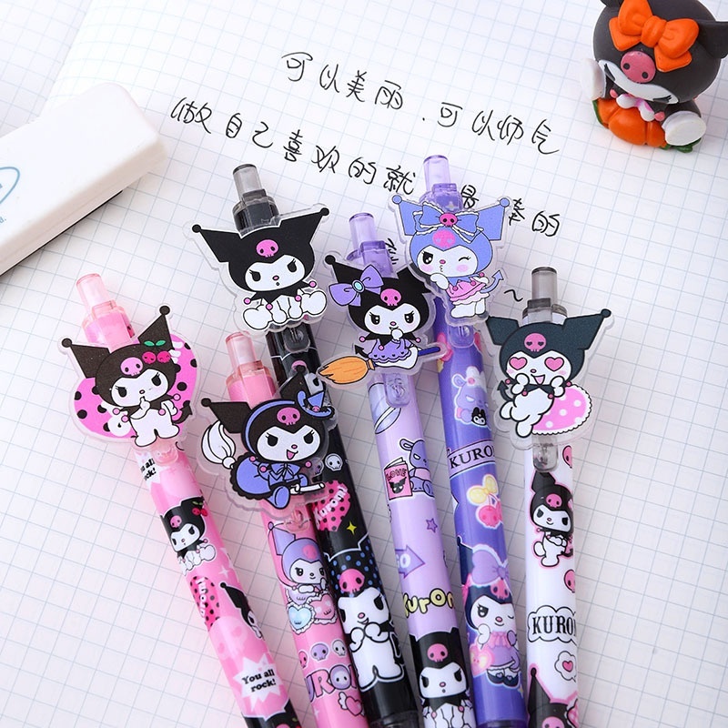 

(1Pcs) PENA Gel Cetek Akrilik Pena 0.5MM 0.38MM Motif Sanrio Kuromi / Pena Gel Karakter Sanrio Lucu Baru