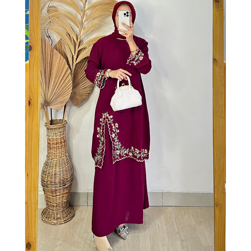 Ss syakira setelan Rok Setrok bordir Cringkel premium seragam guru pegawai pesta mote bordir manual 