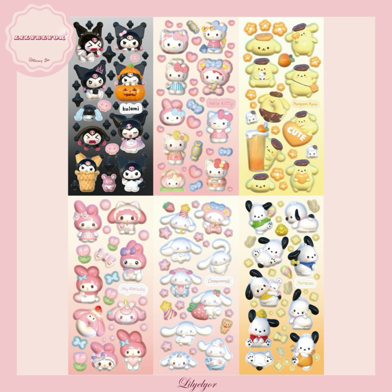 

[Lilyelyor] Stiker Sanrio Karakter 2D Hello kitty Cinnamorol Stationery