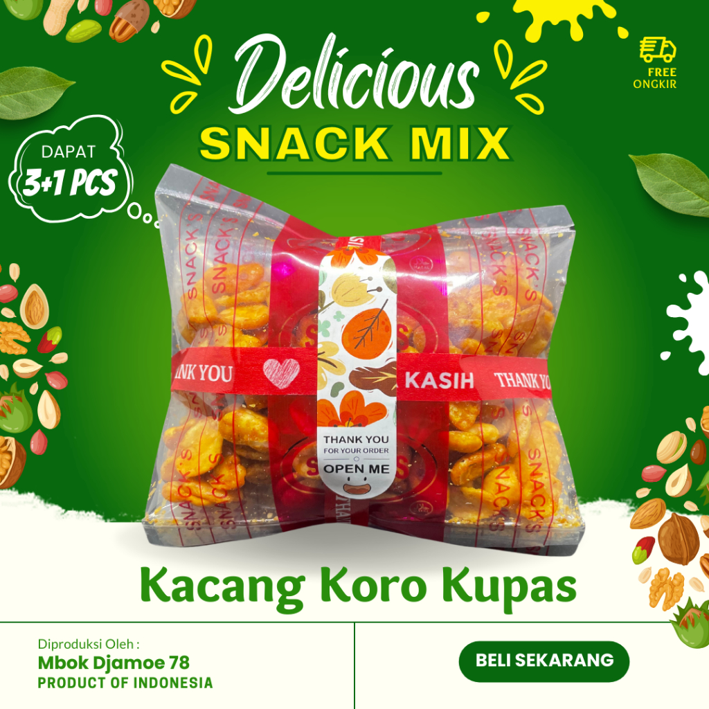 

Camilan Snack Kacang Koro Kupas Gurih Pedas Asin Manis Cap Mbok Djamoe 78