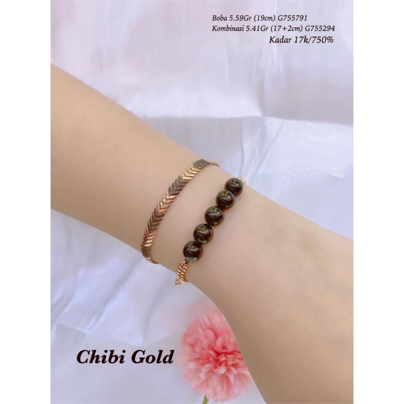 CHIBI GOLD - gelang tangan emas asli  emas 750 kadar 17k G755791 - chibigold