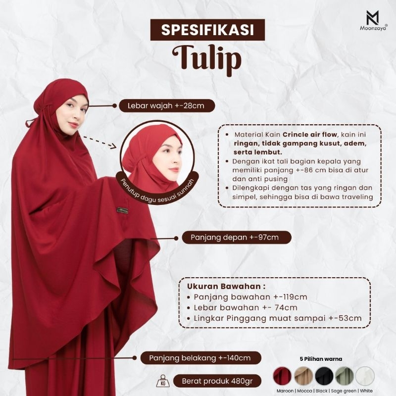 BISA COD✅ MUKENA TULIP BY MOONZAYA/MUKENA TUTUP DAGU BAHAN ADEM/WARNA CANTIK