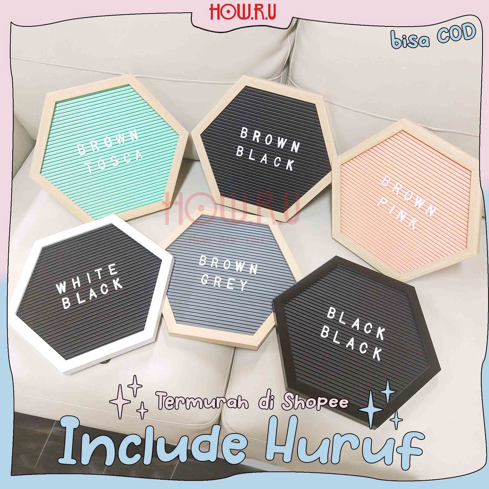 

Special Edition HOWRU Hexa Letter Board Sudah Include Huruf Papan Nama Bayi Papan Menu Dekorasi Rumah Viral 28x3 cm MA9