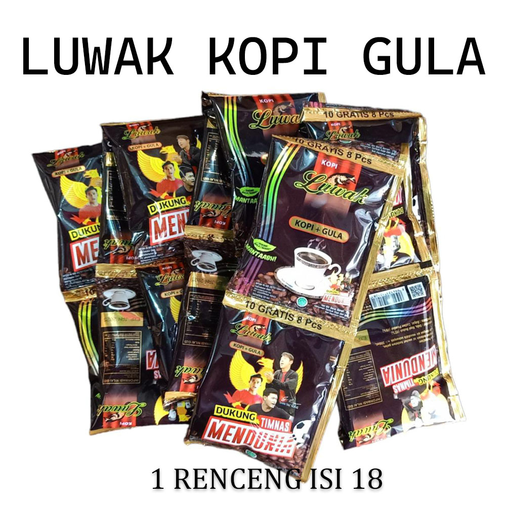 

Luwak Hitam Kopi dan Gula Kemasan Renceng isi 10 pcs Bonus 8 pcs