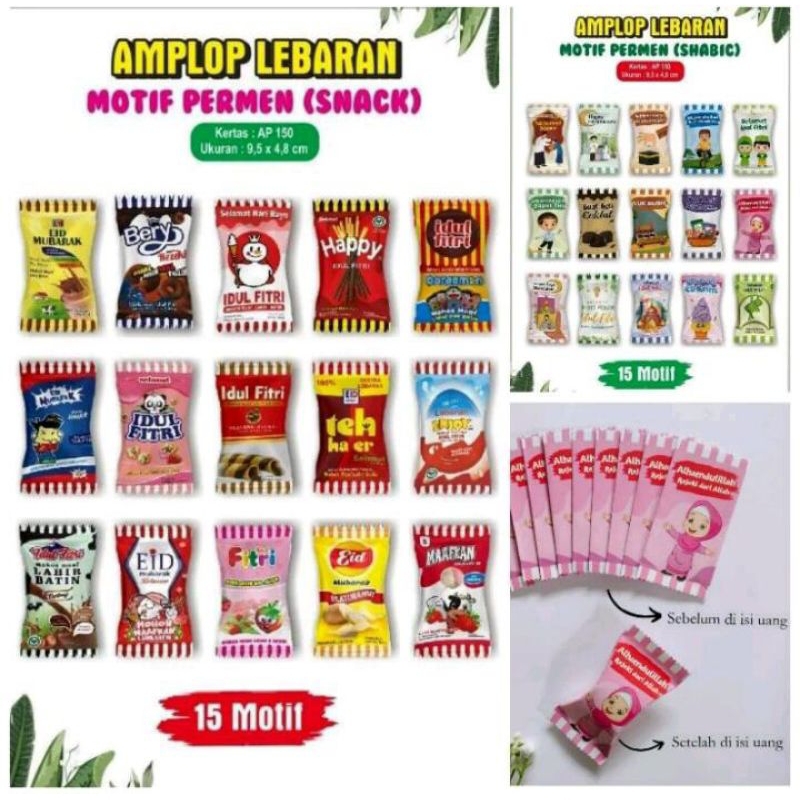 

15Pcs Mix Gambar) Amplop Lebaran PERMEN Premium