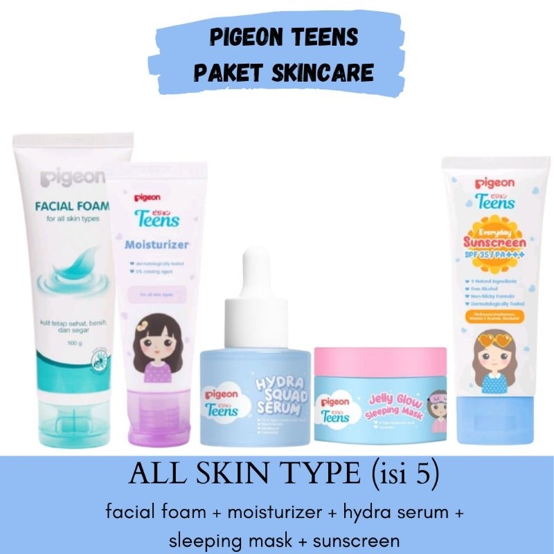 Pigeon Teens 1 Paket Lengkap Skincare Kulit Kering & Sensitif | Skincare Anak Remaja