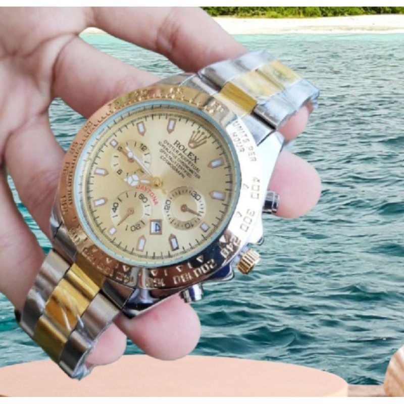 HOTTT SALE Jam tangan ROLEX DAYTONA Pria Elegan / Jam Tangan Cowok Keren Rantai Free Bok