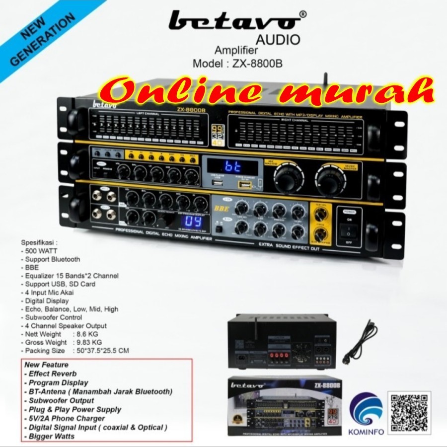 new amplifier karaoke musik betavo zx 8800b / zx8800 b / zx8800b original