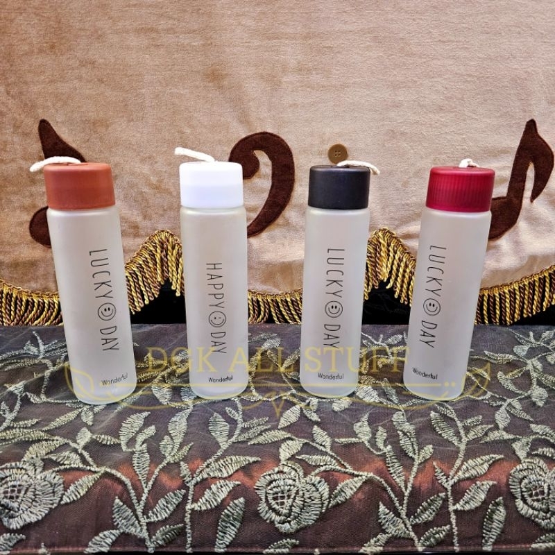 Botol Tumbler Air Minum Kaca Tahan Panas Dingin Bening Transparan Kopi Teh Sirup Tutup Putar Drat An