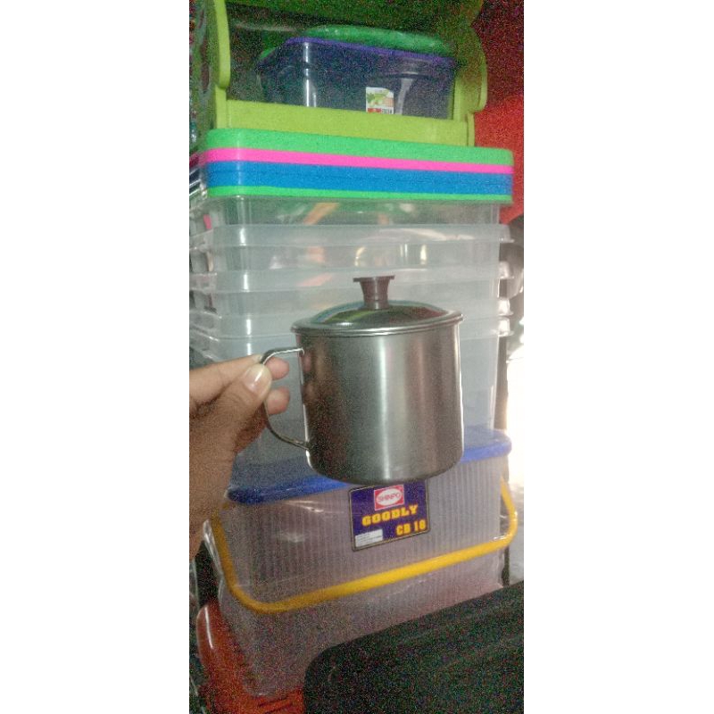 mug stainless no 10 cm /mug stenlis /gelas teh  besar