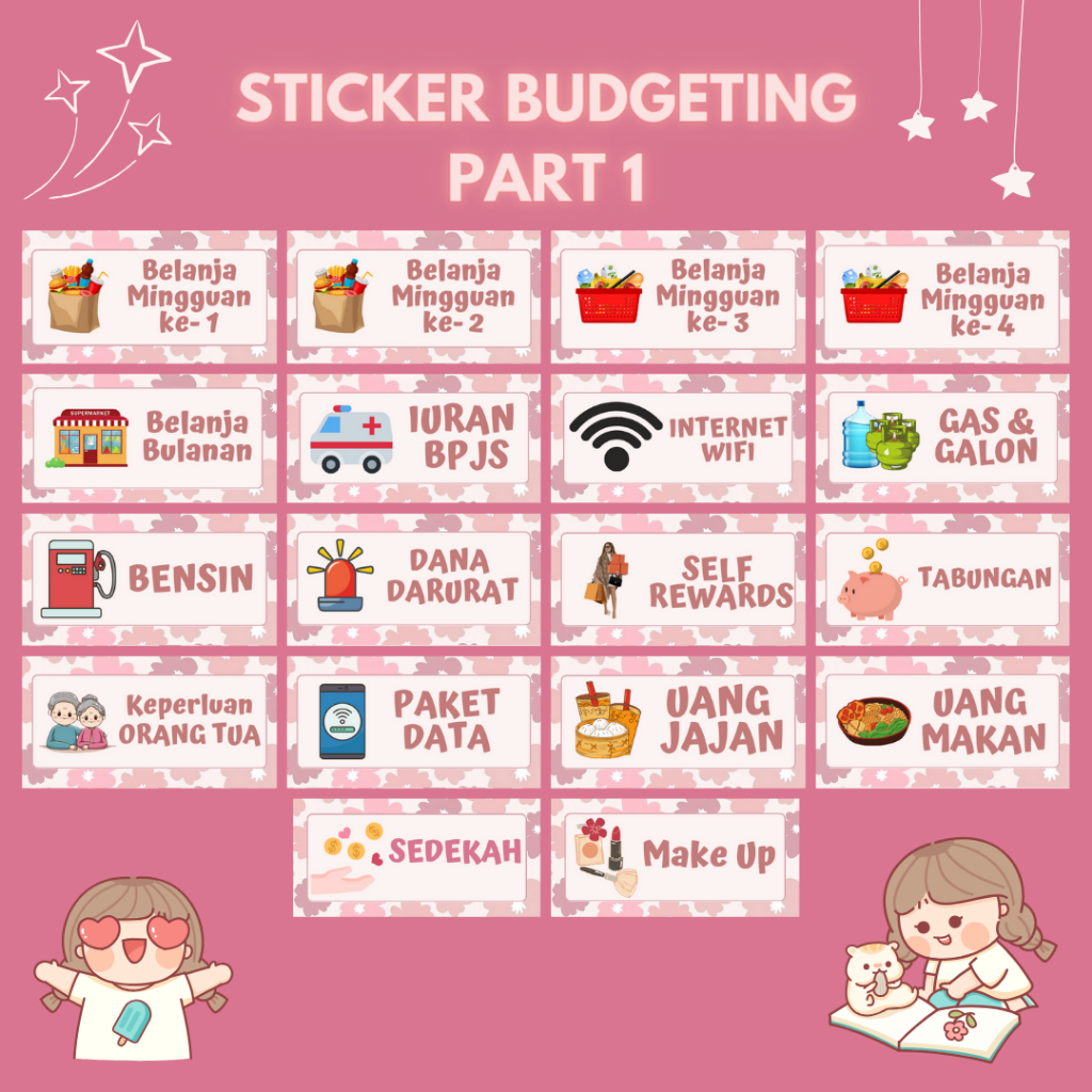 

(PINKY SERIES) STICKER BUDGETING STICKER PENGATUR DOMPET KEUANGAN DISIPLIN STICKER BUDGETING
