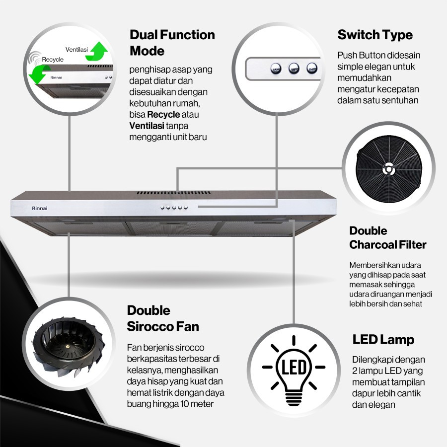 COOKER HOOD RINNAI RH 229 SS // RH-229SS // RH229 SS