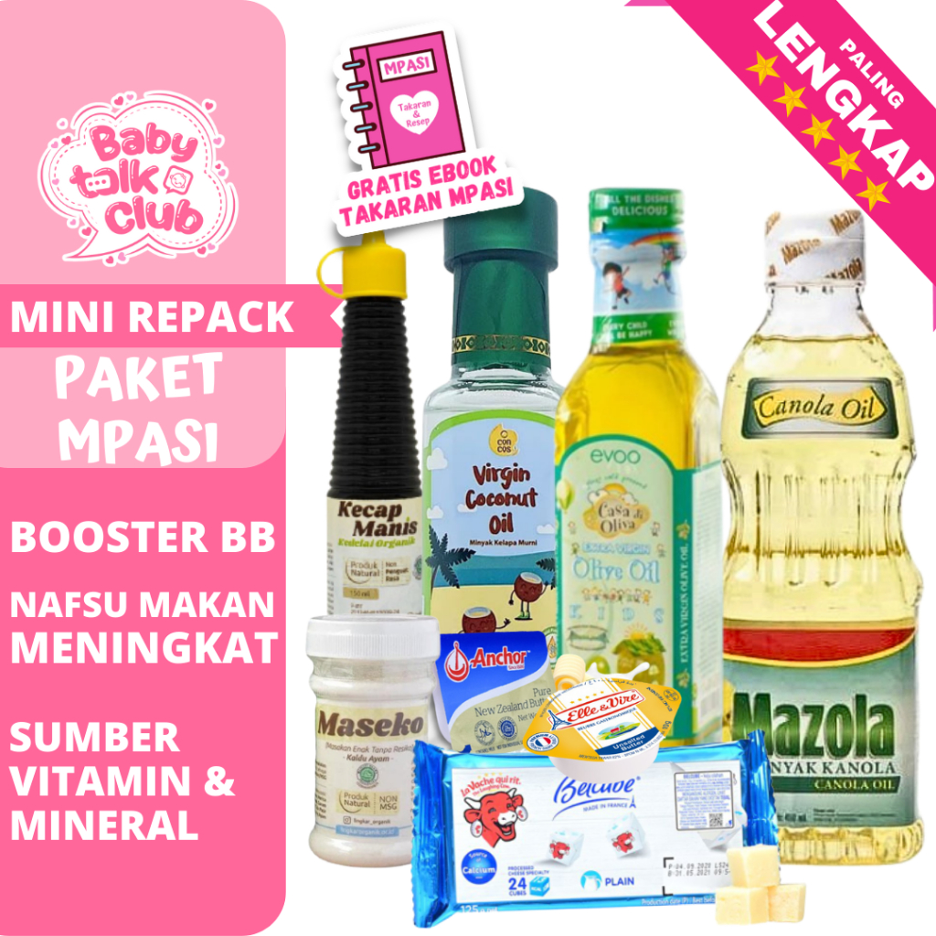 Paket MPASI Mini Lemak Tambahan EVOO Belcube UB Unsalted Butter Anchor Elle & Vire Canola